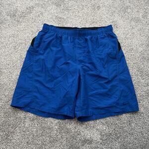 Nike Swim Shorts Mens XL Blue Black Mesh Lined Elastic Waist Drawstring Pockets